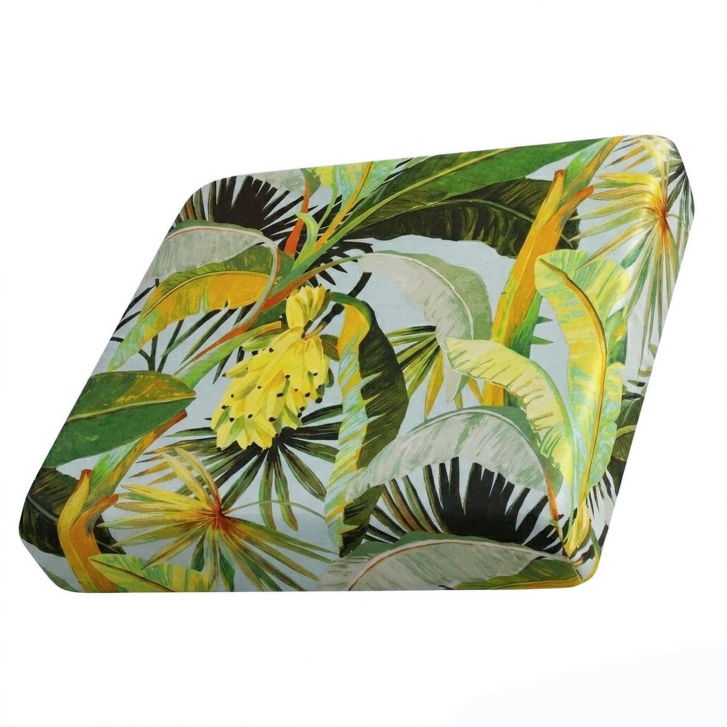 2 Piece Patio Cushion Covers, Stretch Outdoor Couch Cushion Slipcovers Replacement for Seat & Backrest, Washable Furniture Protector with Elastic Bottom for Wicker Patio Furniture, Banana Leaves