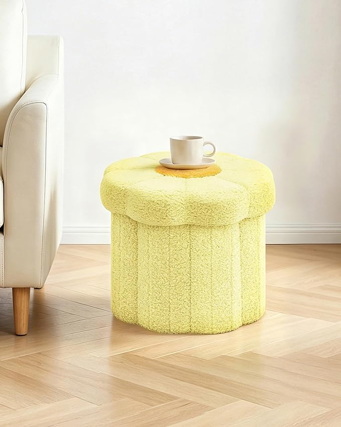 B FSOBEIIALEO Storage Ottoman Foldable, Sunflower Shaped Small Footrest