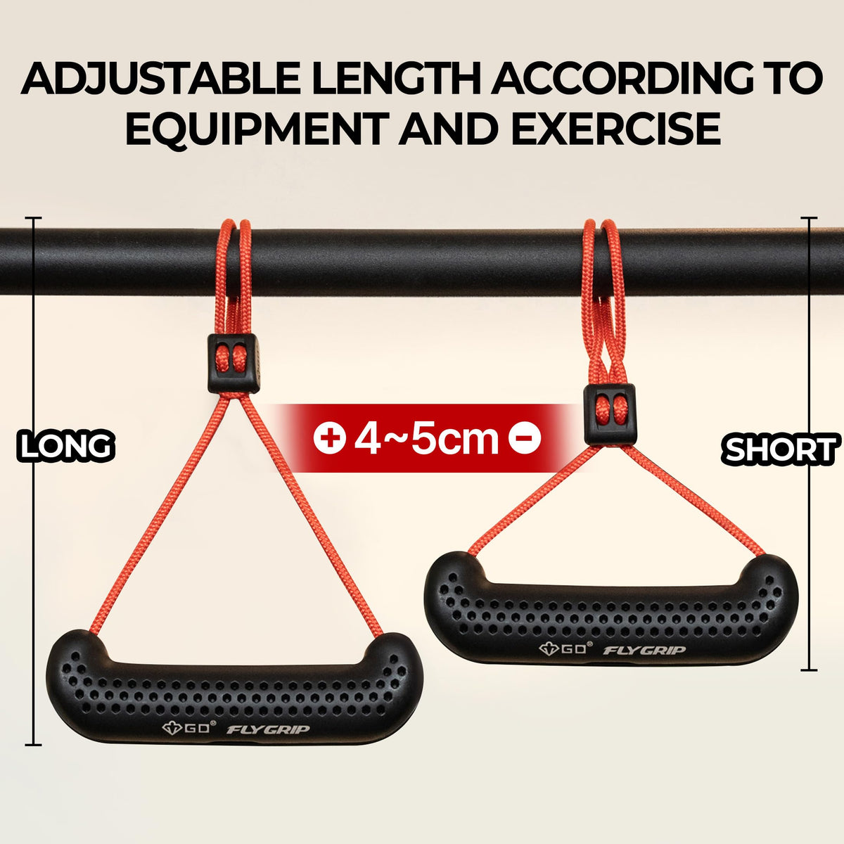 GD Fly Grip Pull Up Handles for Neutral Grip & LAT Pull Down Attachments – Perfect Grips for T-bar Row, D Handle Cable Attachment, Gym Equipment (Black Grip(Black Strap))