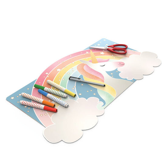 Uncommon Desks Kid's Desk Mat - for Schoolwork Arts & Crafts - Fun Computer & Mouse Pad Blotter - Washable Table Cover - Student School Organizer - Cute Office, Home, School Supplies - Unicorn Design
