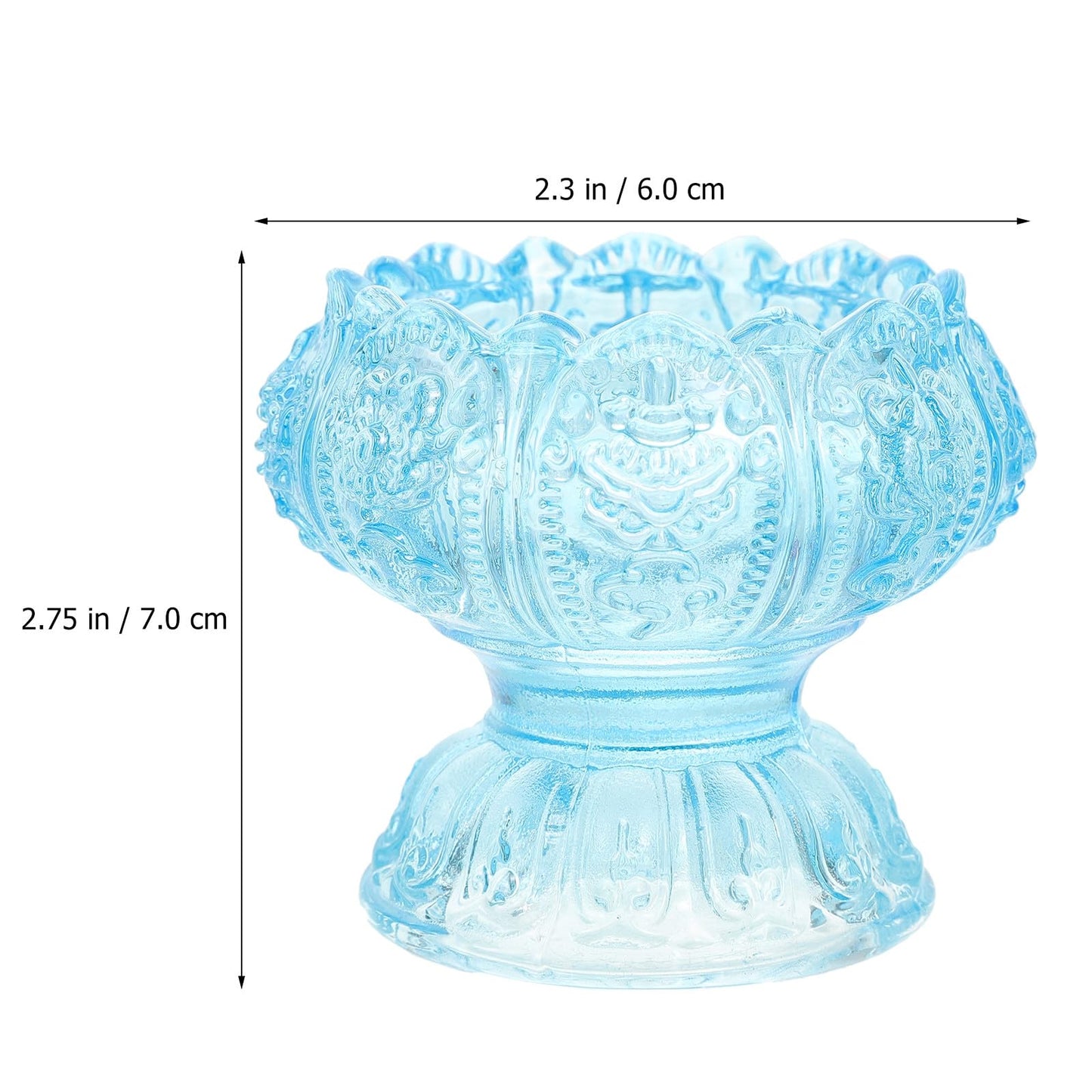 POPETPOP Butter Lamp Candleholder Set, 3pcs Small Blue Red Pink Glass Crystal High Base Candle Holders for Buddhist Rituals and Home Décor Desktop Adornment
