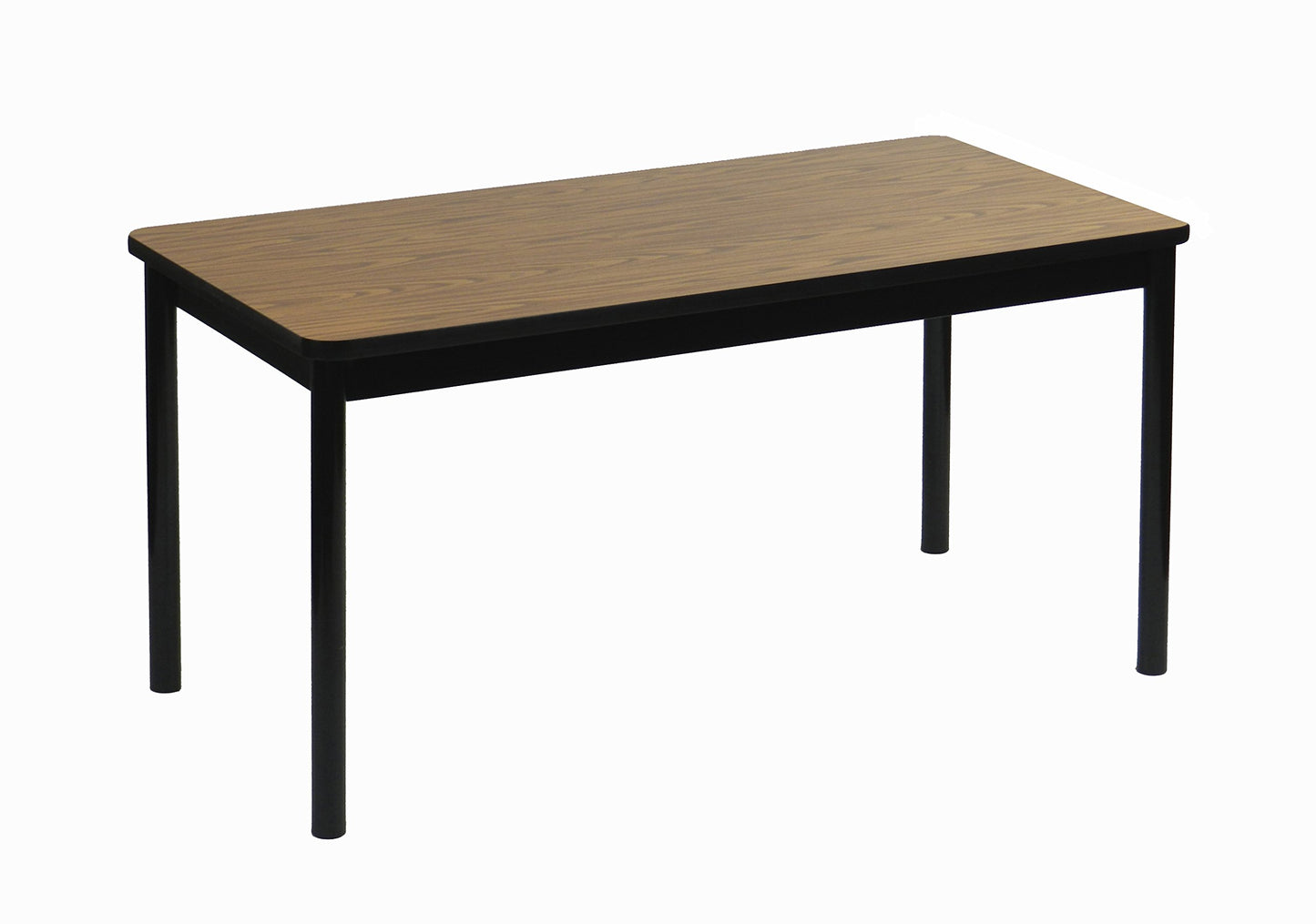 Correll LR3048-06 Office and Library 29" High , 1 1/4" Thick High-Pressure Laminate Top, 2" Round Steel Legs, 30" x 48", Medium Oak Top with Black Frame
