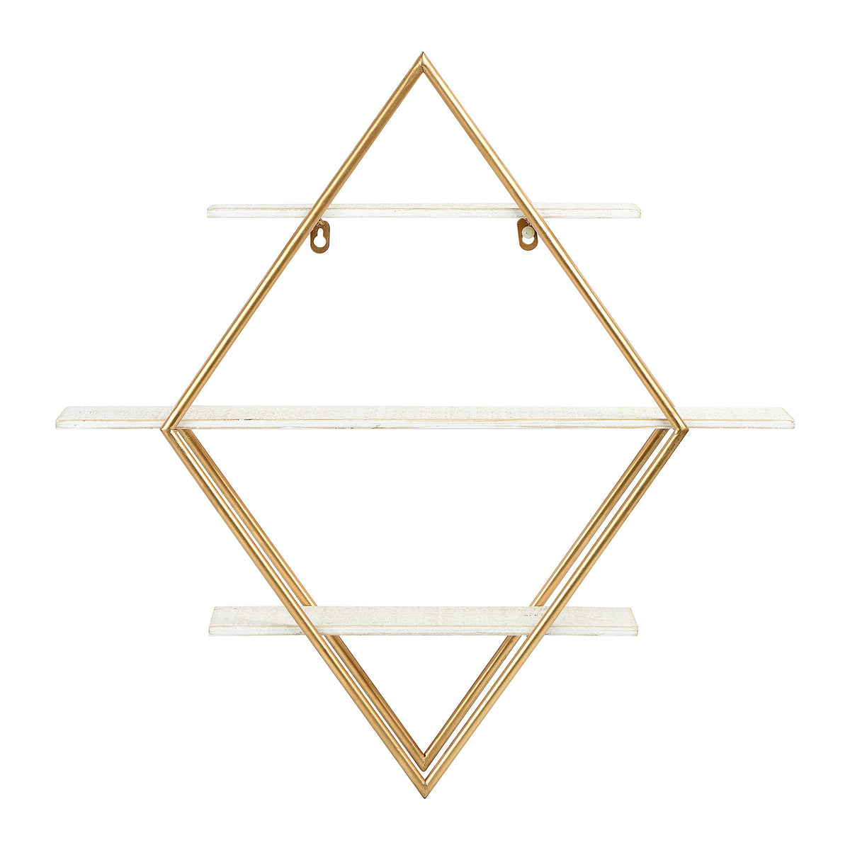 Main + Mesa Wood and Gold Diamond Wall Shelf