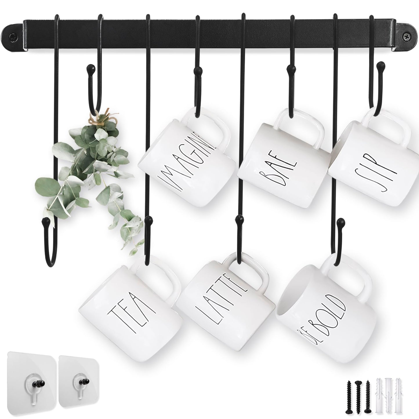 AJART Coffee Bar Decor Mug Holder: 17" Coffee Cup Rack for Home Kitchen Office Dining Room Cafe Bar