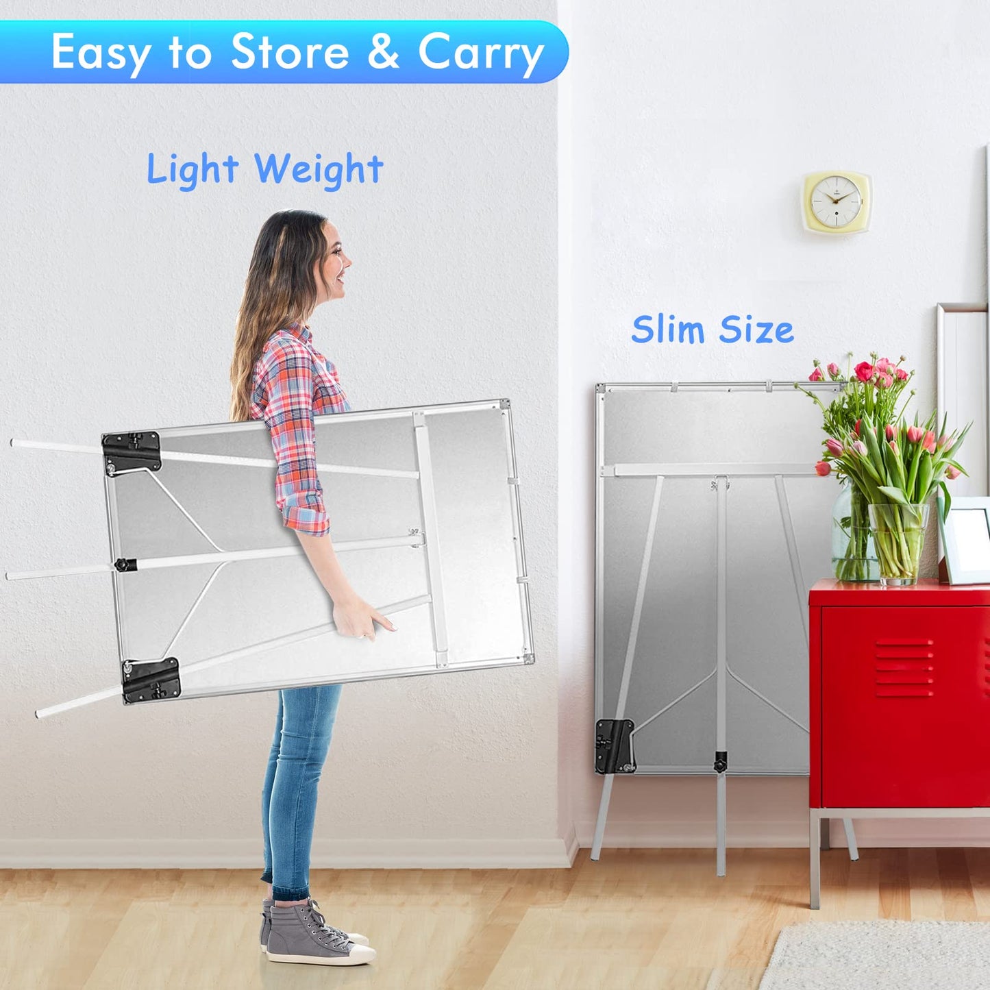 Easel Whiteboard - Magnetic Portable Dry Erase 40 x 28 Tripod Height Adjustable, Flipchart Easel Stand White Board for Office (40x28 White)