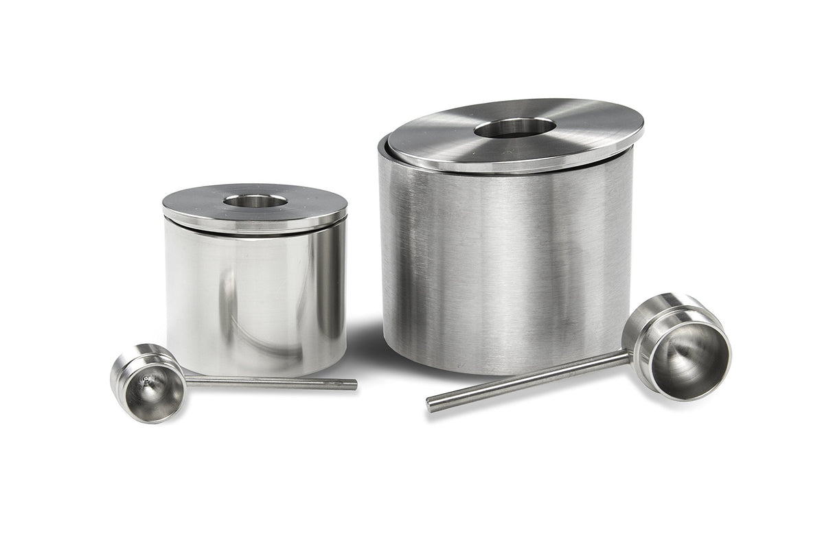 Grind Gourmet Salt Cellar, Spice Jars Stainless Steel, Storage Spice Jars Silver Cellar With Spoon Solid Stainless Steel Holder (Large, Silver)