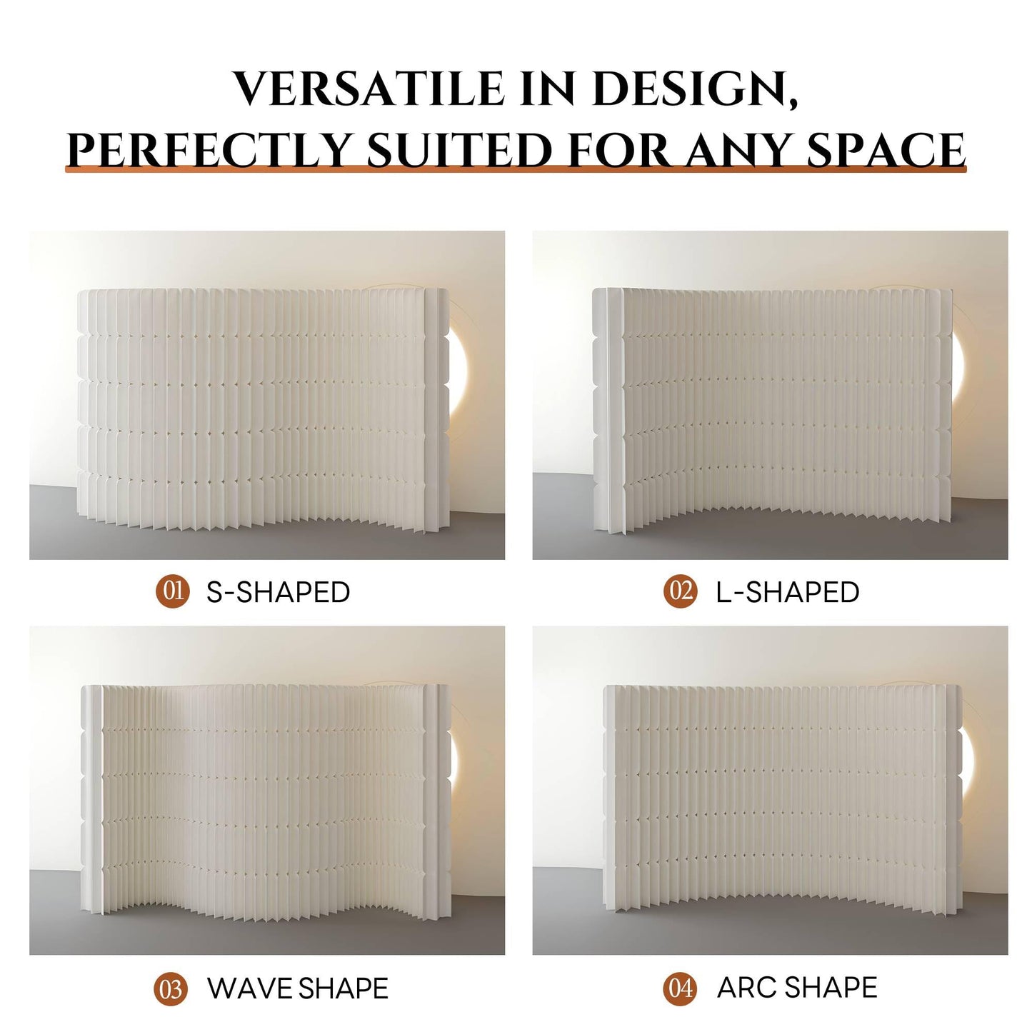 Foldable Paper Room Divider - Portable Accordion Privacy Screen, Freestanding Partition for Living Room & Home Office, Easy to Assemble as Room Divider or Backdrop Wall (H78.7in * L118in)