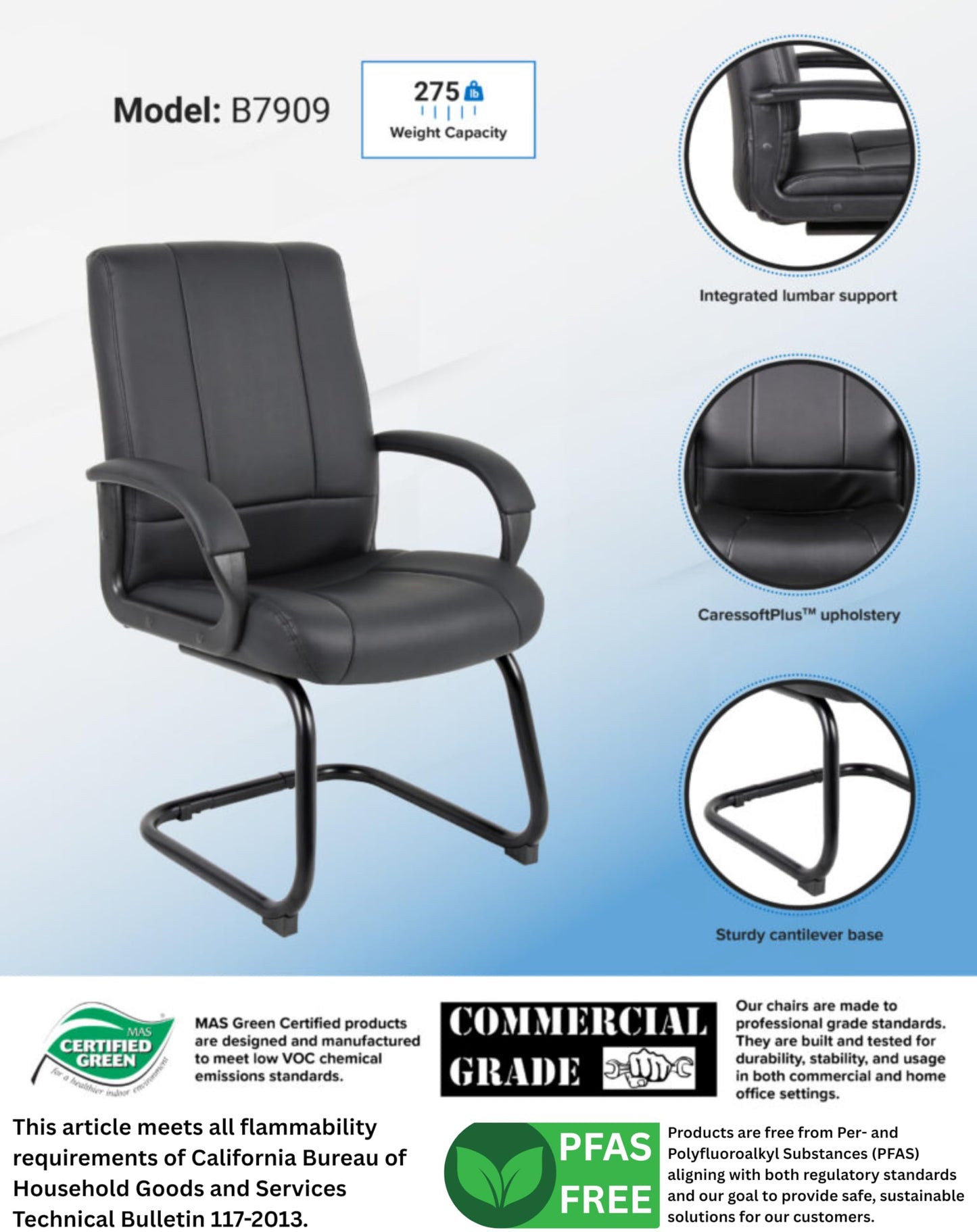 Boss Office Products Coressoft Mid Back Guest Chair in Black, 250 (B7909)