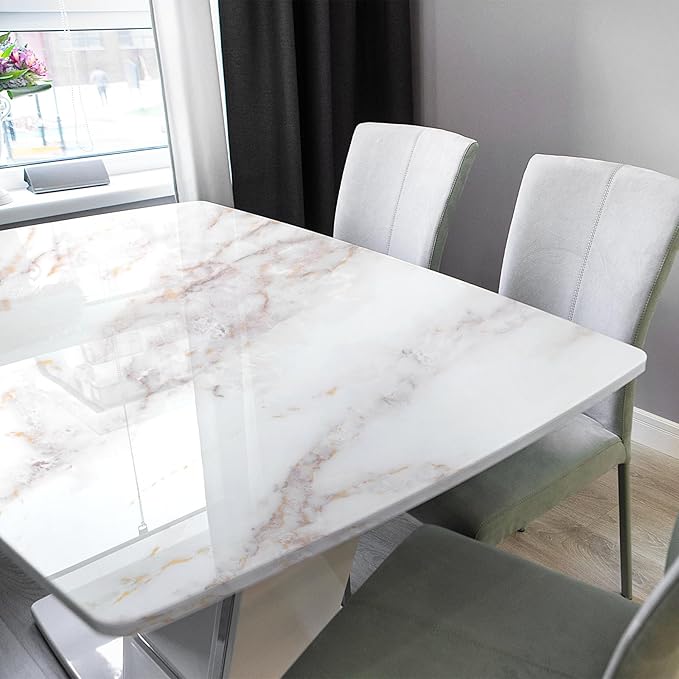 rabbitgoo Glossy Marble Contact Paper Peel and Stick Wallpaper 17.5" X 236.2"