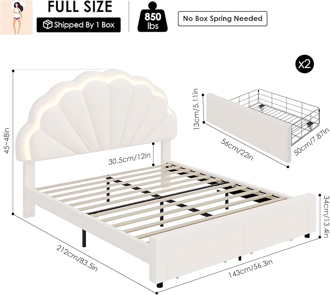 HIFIT Full Upholstered LED Bed Frame
