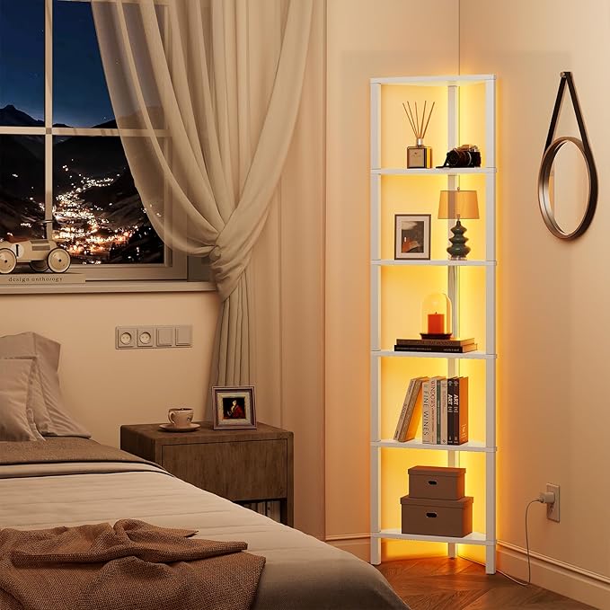 TUTOTAK 6-Tier Corner Bookshelf