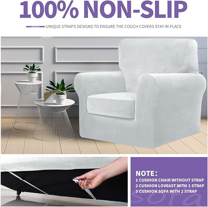 ZNSAYOTX Oversized Velvet 3 Piece Couch Cover