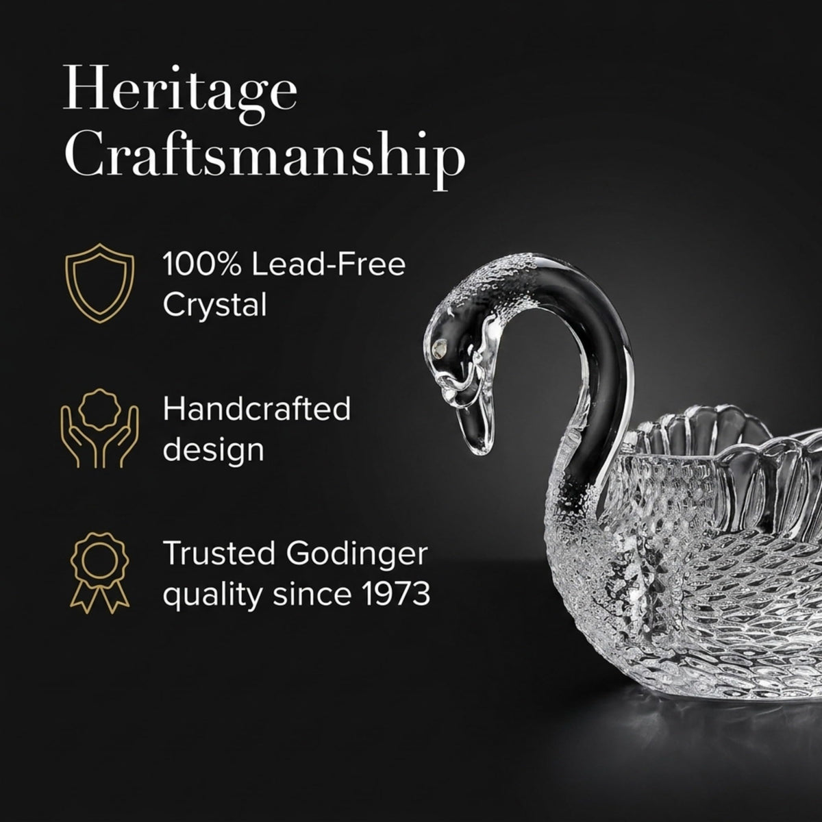 Godinger Swan Centerpiece Bowl Crystal Giftware