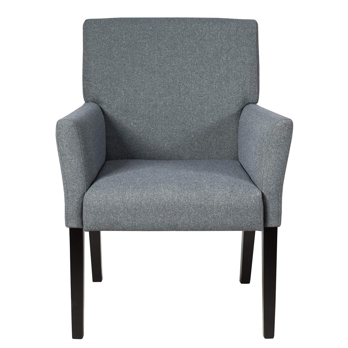 Giantex Fabric Upholstered Guest Chair, Reception Chair w/Comfortable Backrest, Padded Arms, Rubber Wood Legs, Easy Assembly Contemporary Executive Guest Chairs for Meeting Room, Office, Grey (1)
