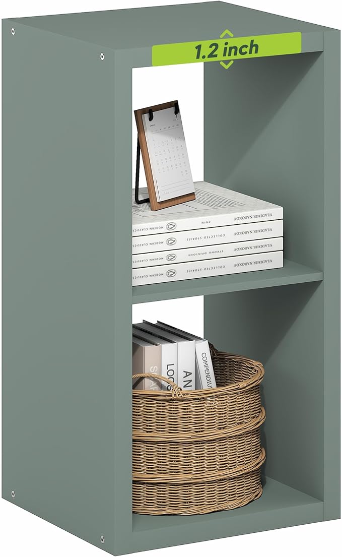 Furinno Cubicle Book Shelf, 2-Cube Bookshelf, Extra Thick Frame Horizontally &