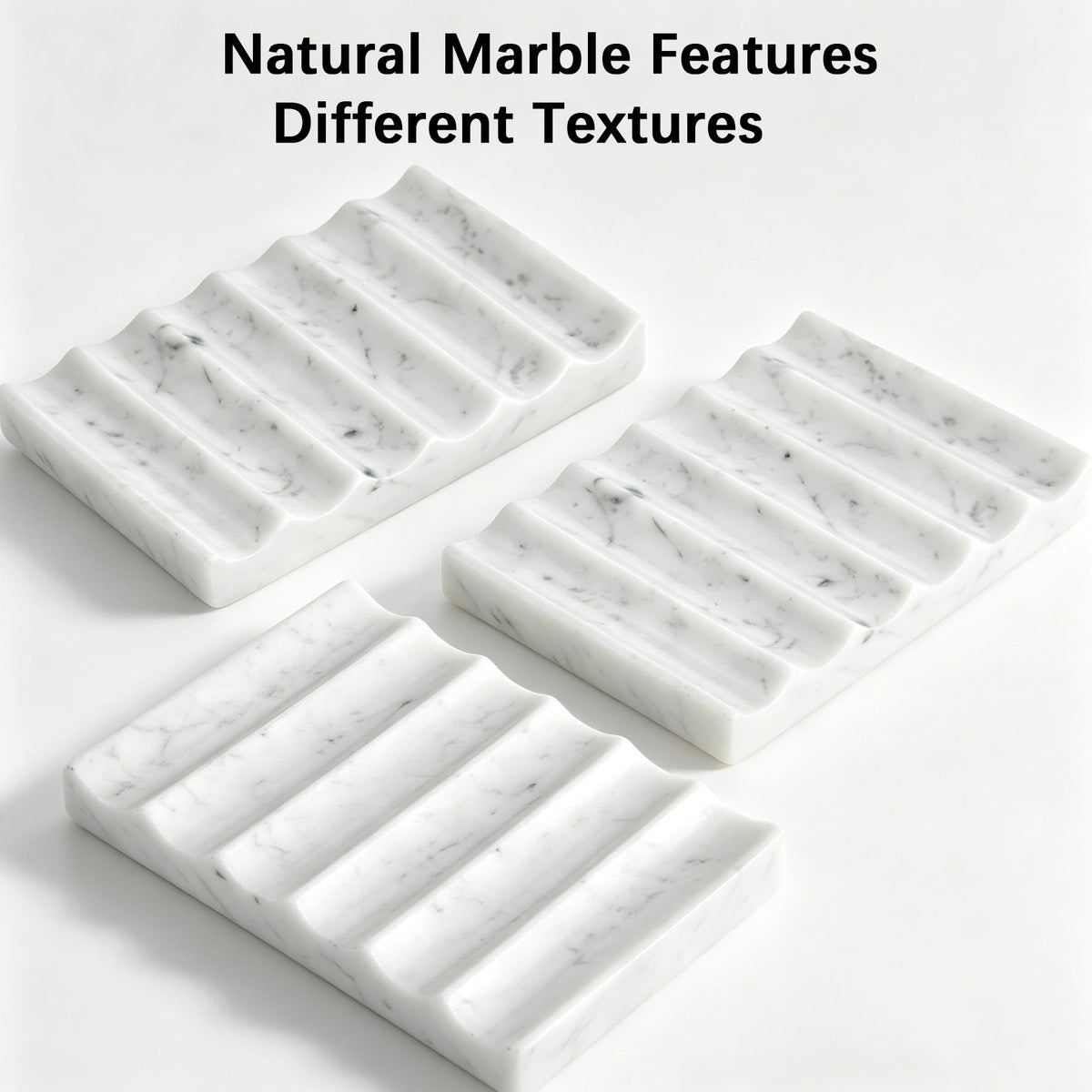Soap Holder, Luxury Marble Soap Dish for Shower, Bathroom Tray with Creative Wavy Design,Easy Cleaning Marble Tray for Kitchen Sink