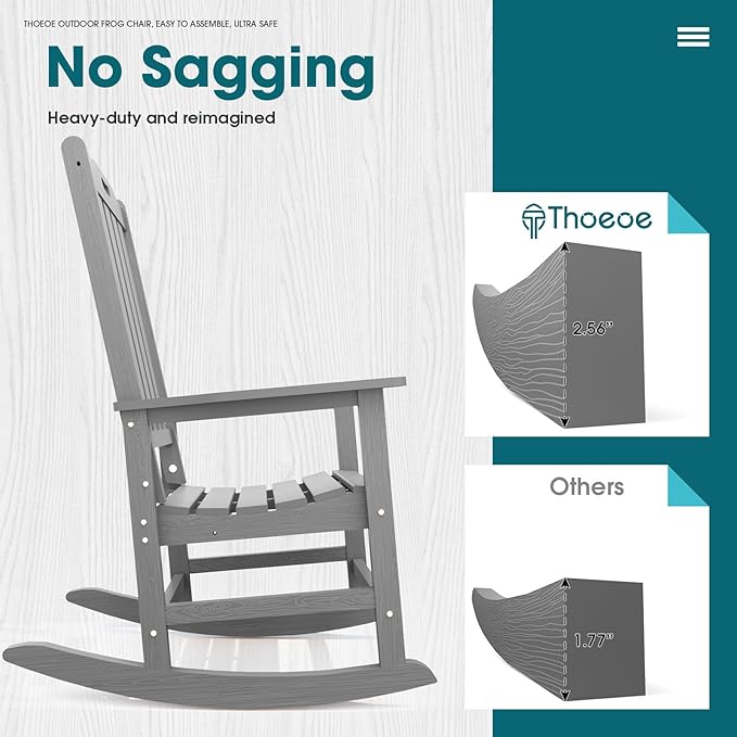 THOEOE Oversized Rocking Chair Set of 2, Outdoor Rocking Chair