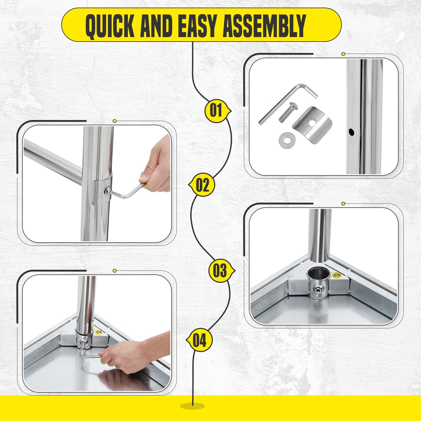 GarveeTech Stainless Steel Table 36x24 in with Wheels, Commercial Home Kitchen Prep Work Metal Table with Open Base