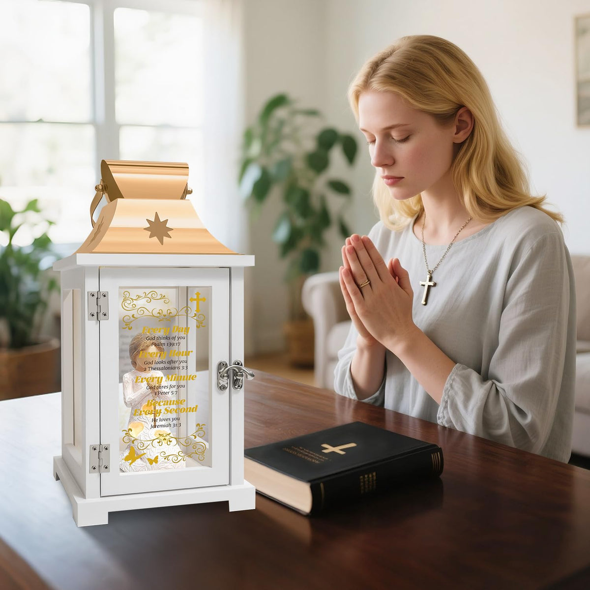 Christian Gifts for Women Faith, Inspirational Gift, Prayer of Peace Figurine Lantern, Religious Gifts for Female Men, Spiritual Gift