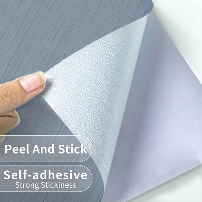 Grasscloth Peel and Stick Wallpaper Grey Blue 15.74" x 472.44" Modern Textured