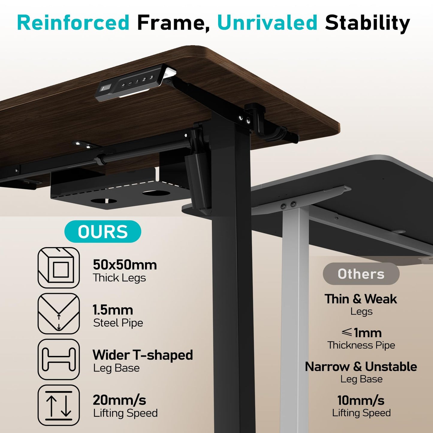 YOLEZO 35" Electric Standing Desk Adjustable Height, Small Sit Stand Desk for Home Office & Computer Workstation, Compact Work Desk with Cable Management (Dark Walnut)