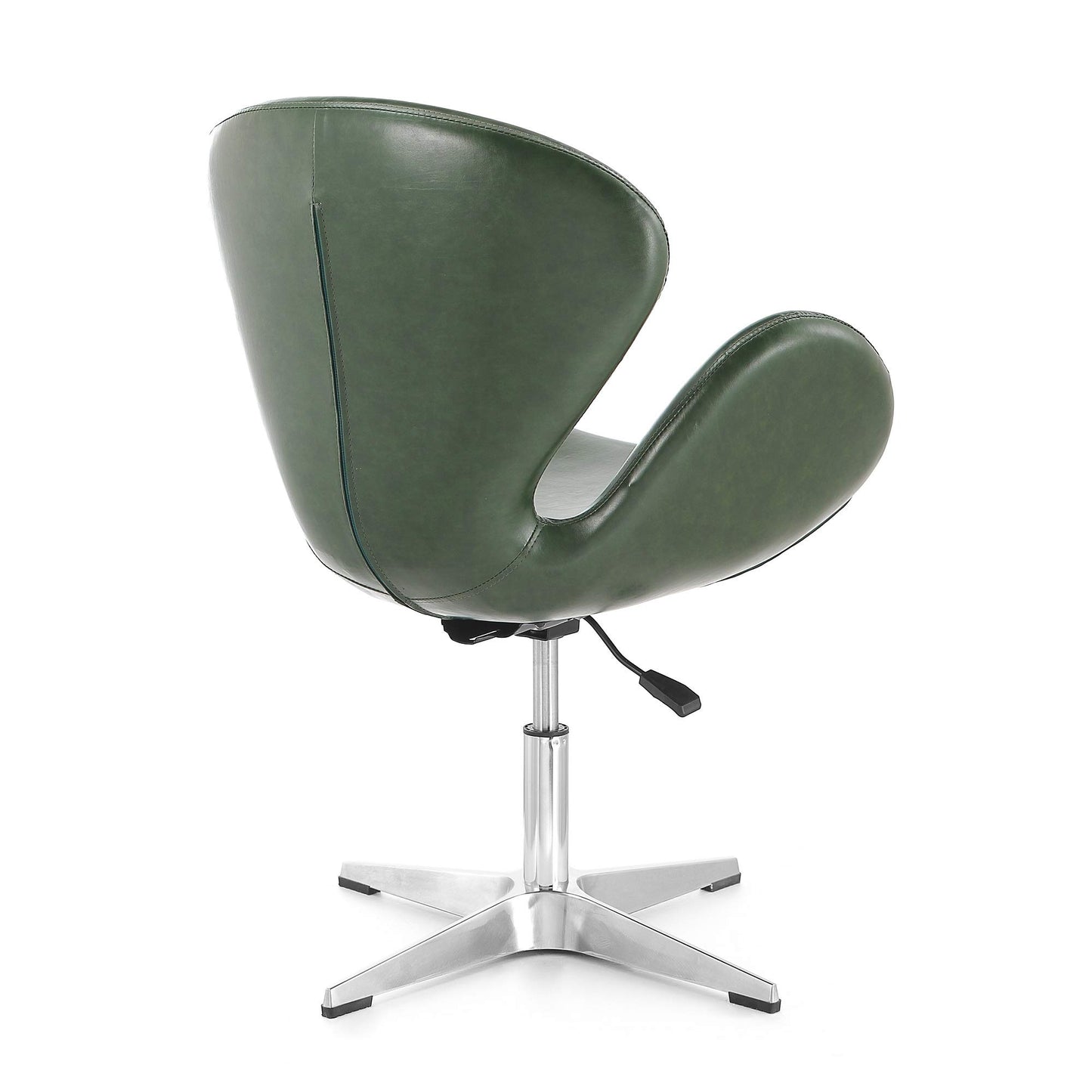 Manhattan Comfort Raspberry Adjustable Swivel Accent Chair Set of 2 with 360° Turn, Polished Chrome Base, Modern Retro Design, Ideal for Living Room and Home Office, Forest Green Faux Leather