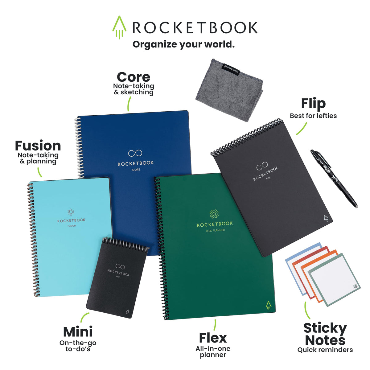 Rocketbook Fusion Hybrid Reusable Planner and Notebook in One, Additional Blank Pages, Goal and Project Tracker, Undated Planner, Letter Size 8.5x11, Blue (Pack of 1)