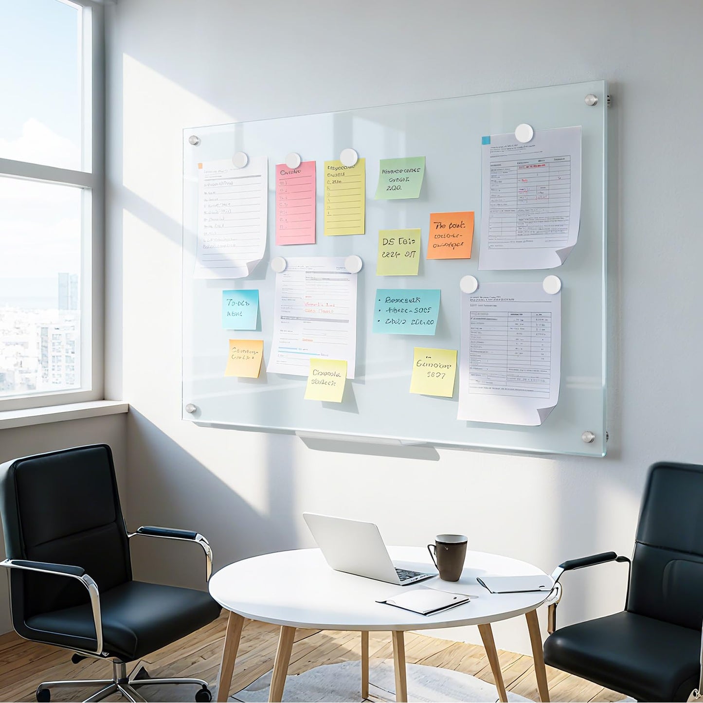 AMUSIGHT Glass Magnetic Dry Erase Board, 24" x 18" （2'x1.5'） Tempered Glass Whiteboard Wall Mounted Small White Board for Home, Office, School