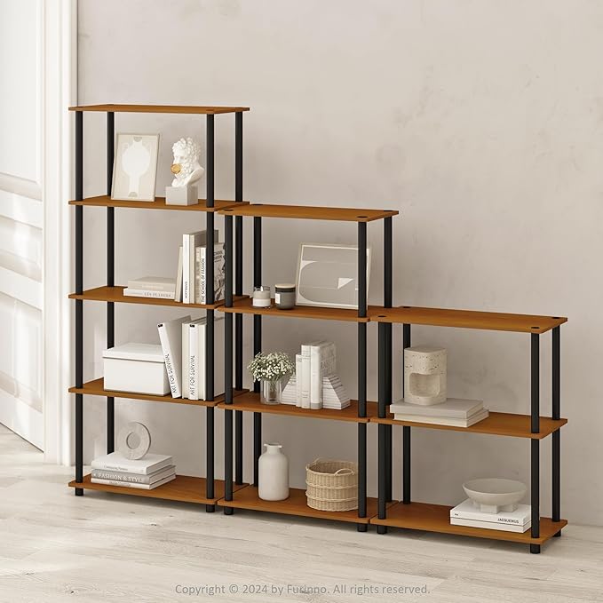 Furinno Turn-N-Tube Book Shelf, 4-Tier Bookshelf, Bookcase