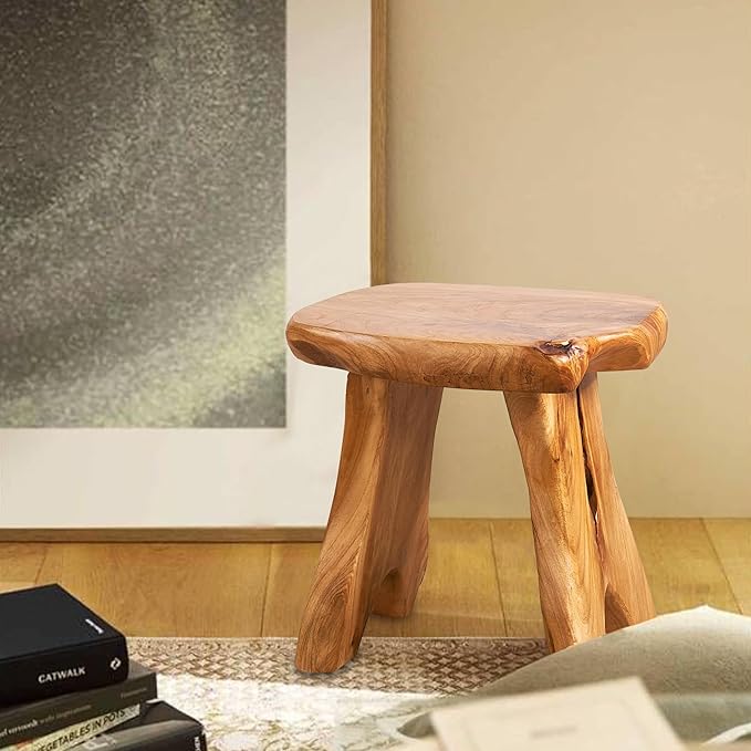 Natural Shape Stump Stool 12.5"x10"x12" Solid Wood Cedar Root End Table Rustic