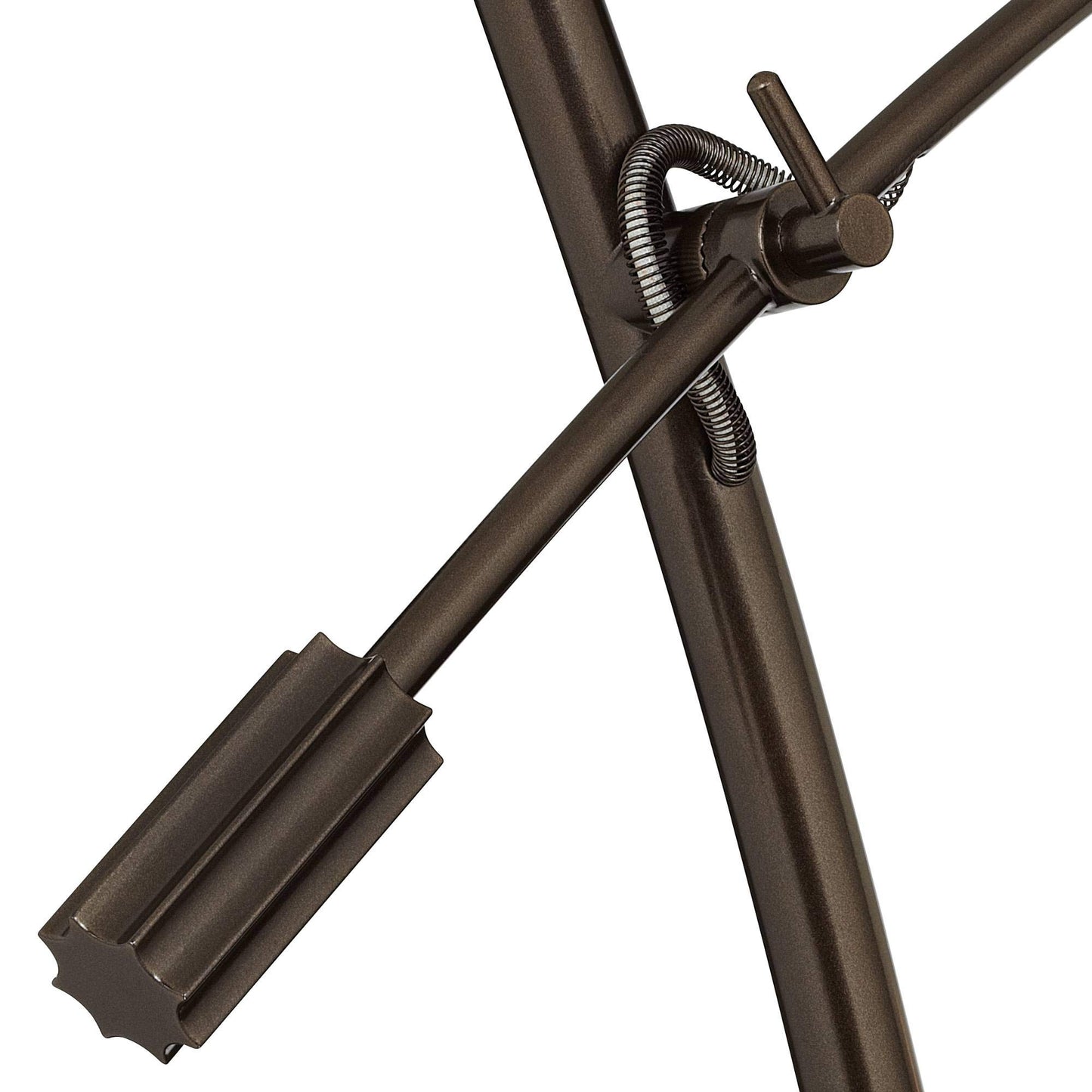 Possini Euro Design Raymond Modern Arched Floor Lamp Standing 69" Tall Bronze Brown Metal Slim Profile Off-White Linen Drum Shade Adjustable Boom Arm for Living Room Reading House Family Bedroom