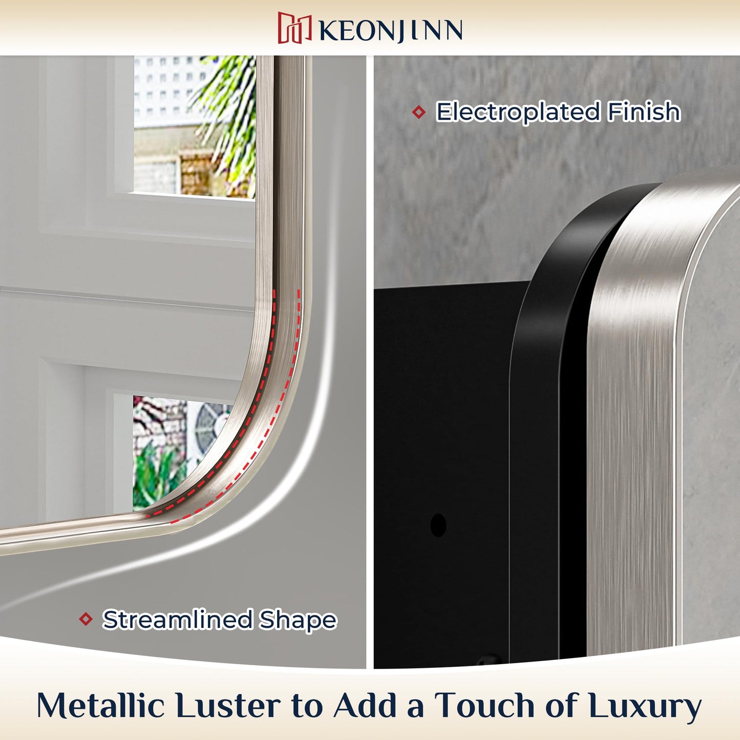 Keonjinn 20 x 26 Inch Brushed Nickel Recessed Medicine Cabinets, Bathroom Mirrored Medicine Cabinet, Brushed Nickel Stainless Steel Framed, Adjustable Shelves, In Wall or Surface Mount, Sturdy, Modern