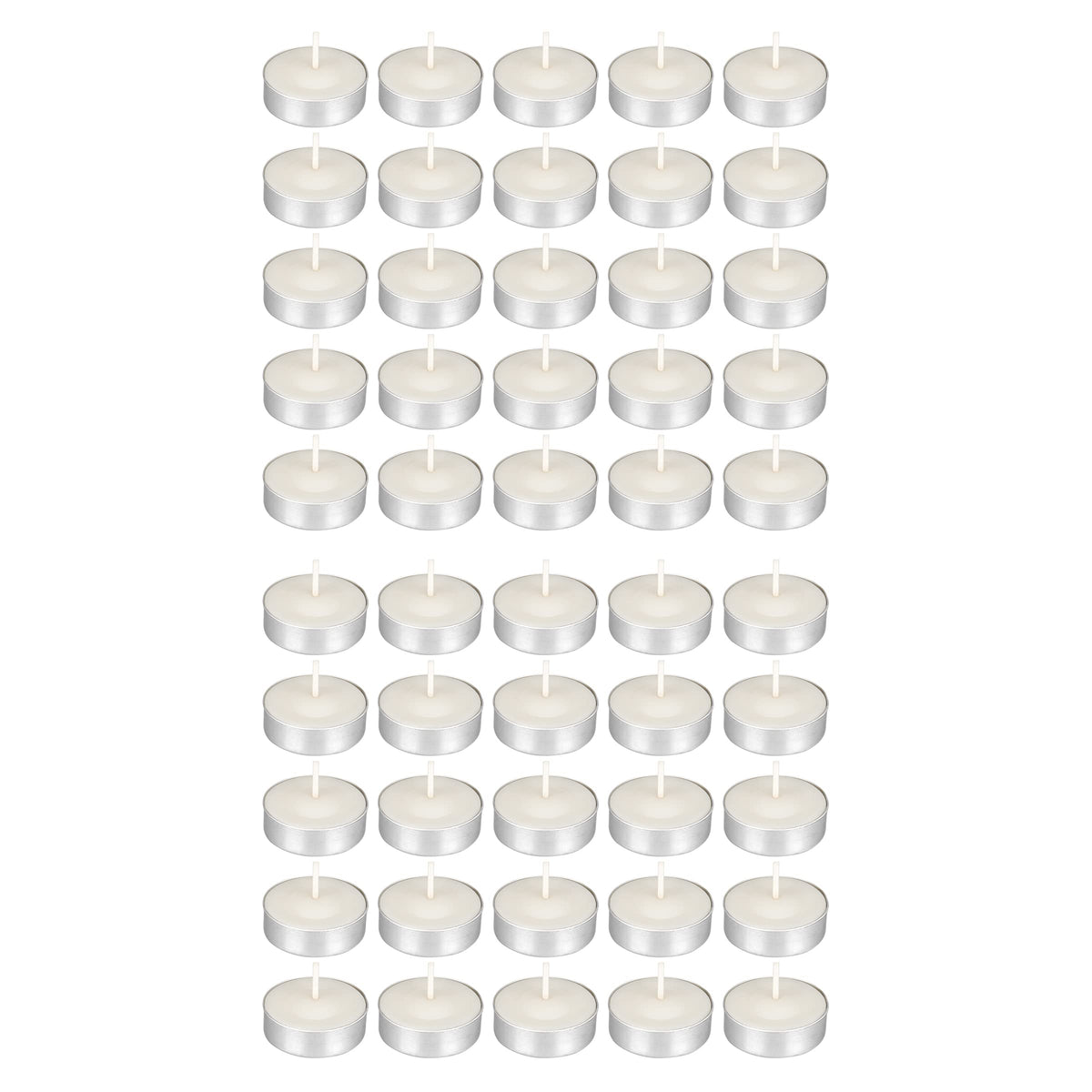 Mega Candles 50 pcs Unscented White Tea Lights Candles, Pressed Wax Candle 3.5 Hour Burn Time, Home Décor, Wedding Receptions, Occasions, Festivities, Events, Meditations, Spa, Prayers, Vigil