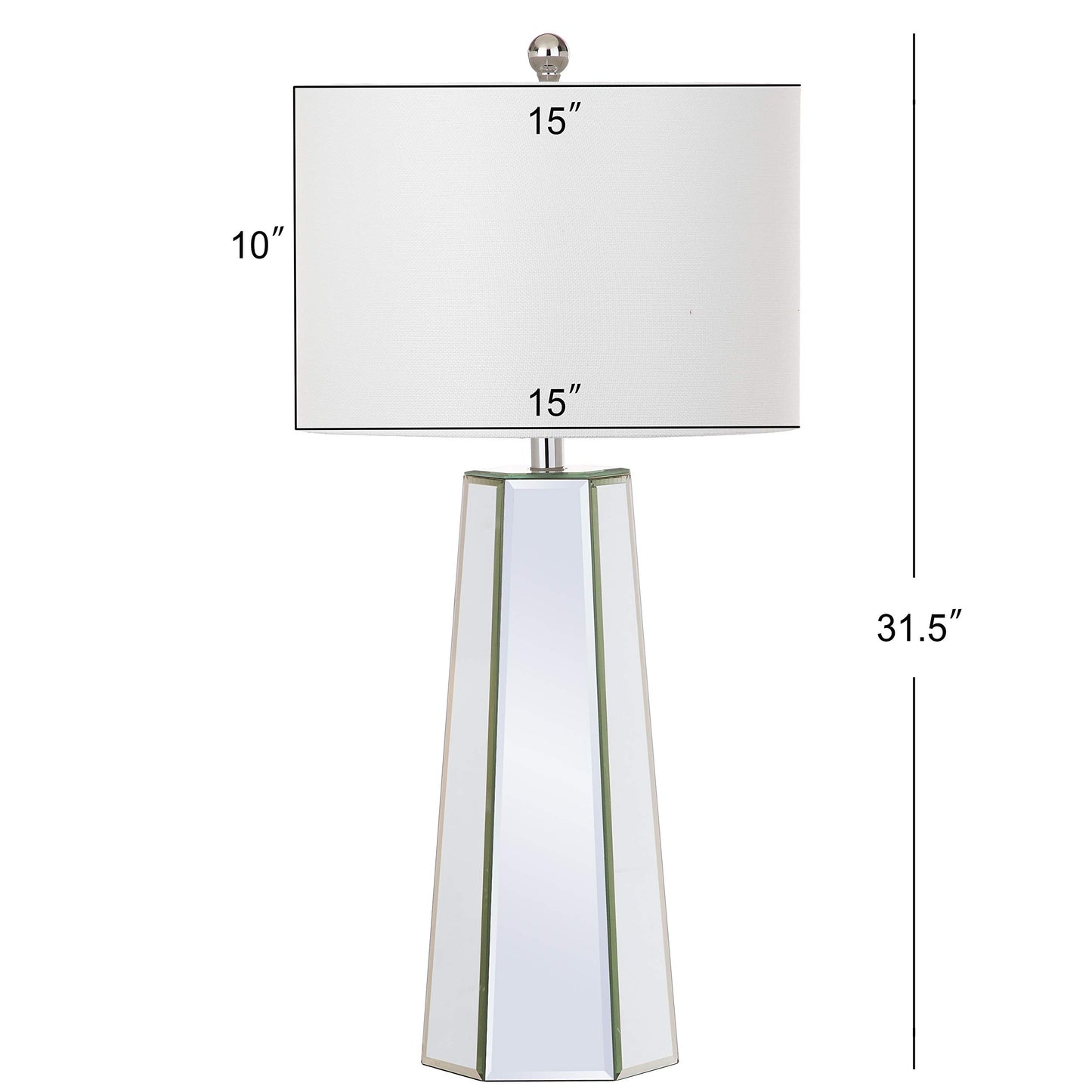 SAFAVIEH Lighting Collection Janice Modern Art Deco Mirror Chrome 32-inch Bedroom Living Room Home Office Desk Nightstand Table Lamp Set of 2 (LED Bulbs Included)