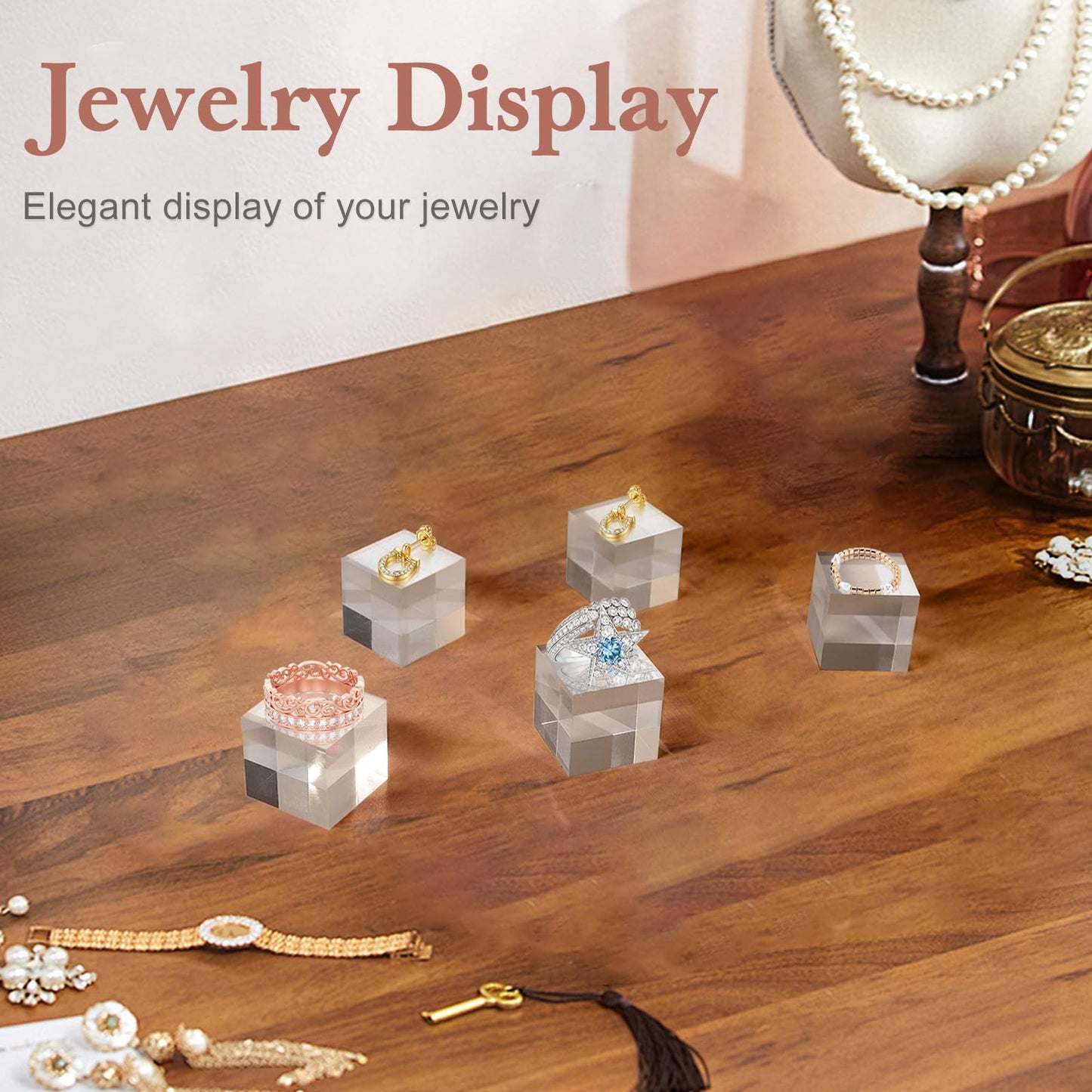 SAMYUCHO Acrylic Base 10 Pieces Acrylic Blocks for Display 1 X 1 X 1 Inch Square Riser Display Stands Trophy Base Pedestal Stands Clear Cube for Trophy Jewelry Props Food Party Crafts