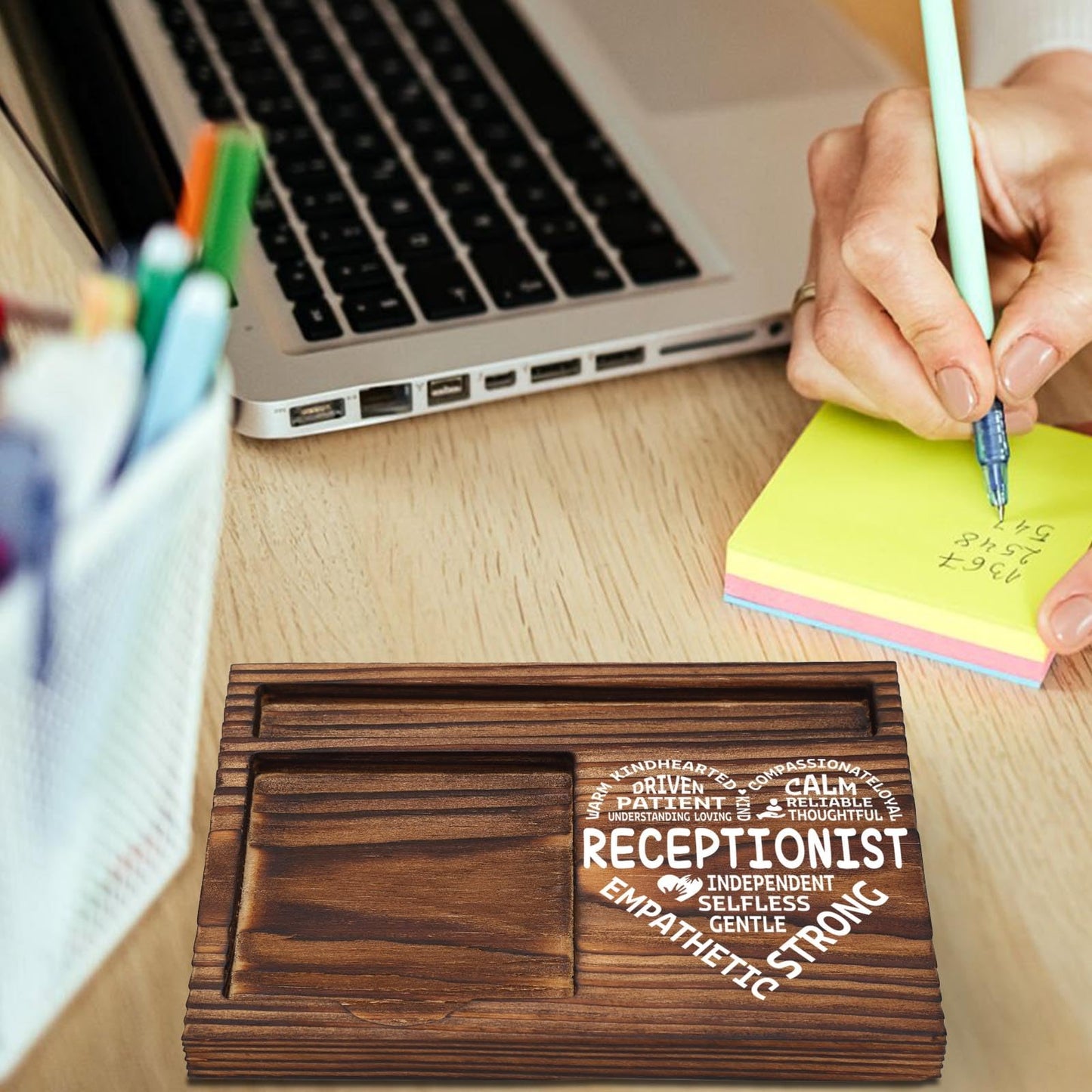 Receptionist Appreciation Gifts for Receptionist School Secretary Office Assistant Front Desk Admin, Thank You Administrative Assistant Secretary Week Gift Desk Self-Stick Note Pad Holders TZP04