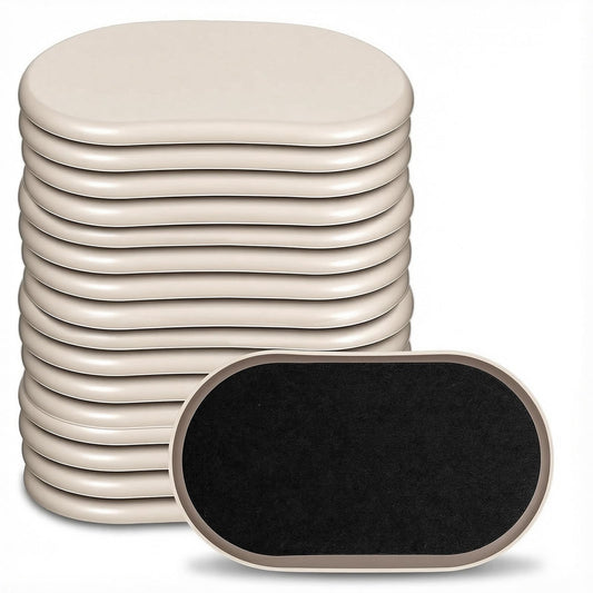 16pcs Oval Furniture Sliders, 6" x 3-1/2" Heavy-Duty Reusable Movers for Carpet & Hardwood Floors - Effortlessly Move & Protect Sofas, Tables, Cabinets