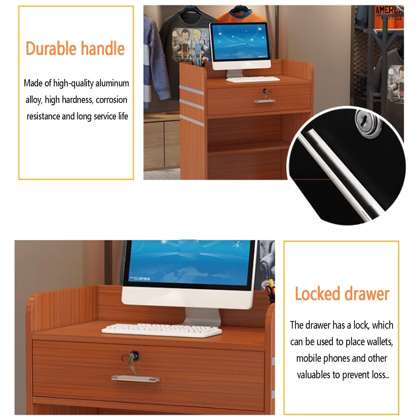 Creative Reception Desk Bar Counter,Small Modern Office Reception Desk,Retail Checkout Counter with Lockable Drawer,Front Desk Reception Counter,Multiple Colors,for