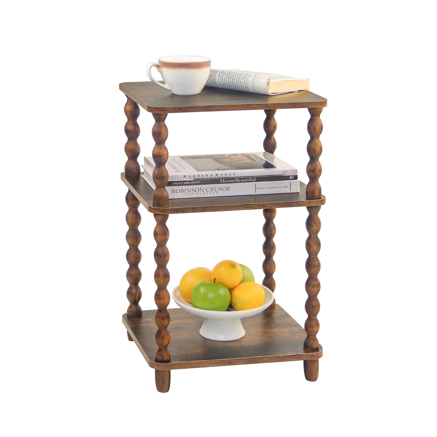Fultyle Side Table, Small End Table with Storage Shelf, Modern Bedside Table Night Stand for Living Room, Bedroom, Office and Small Spaces (Rustic Brown)