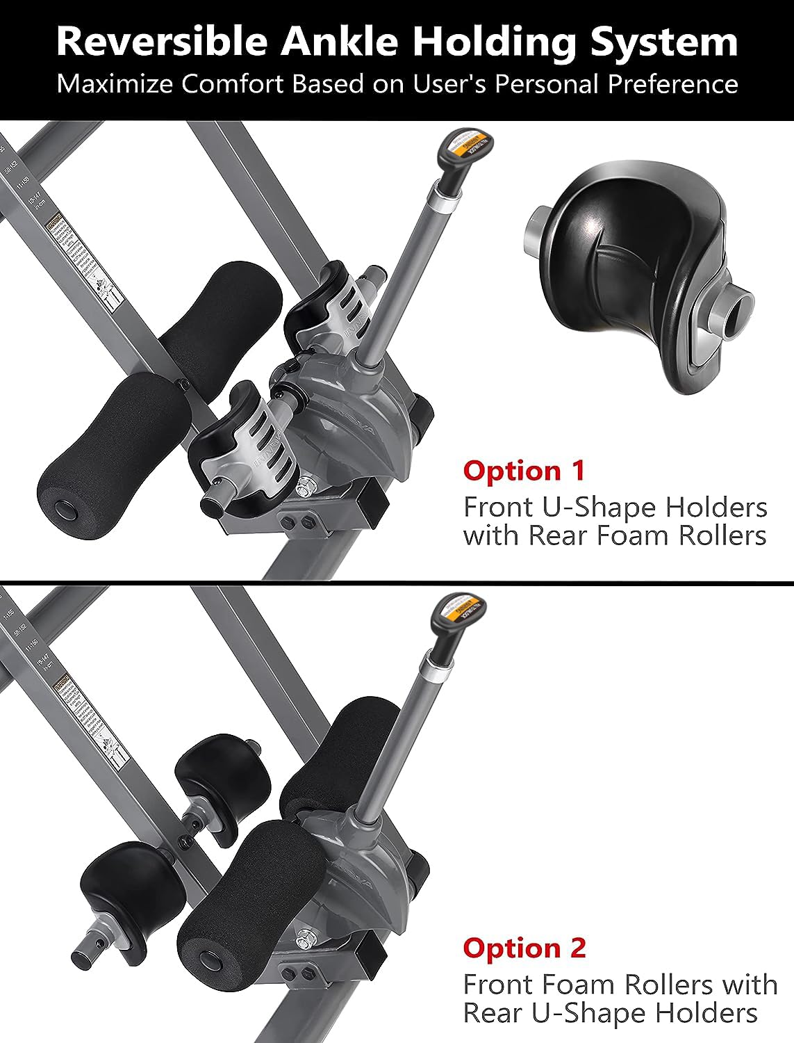 Innova Health and Fitness Inversion Table with Adjustable Headrest, Reversible Ankle Holders, and 300 lb Weight Capacity - Premium
