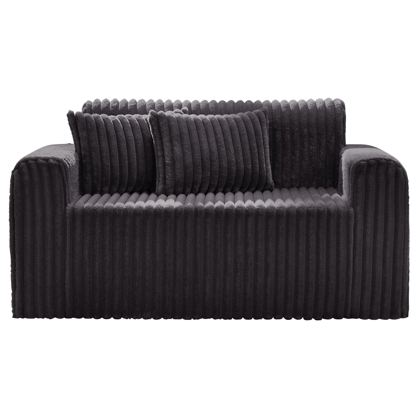 Hobestluk Couch Sofa 2-Seater Foam Sofa Loveseat for Small Spaces Comfy Sofas with Removable Cover Furry Couch with Pillows for Living Room, Bedroom, Apartment, Office (Dark Grey, Loveseat)