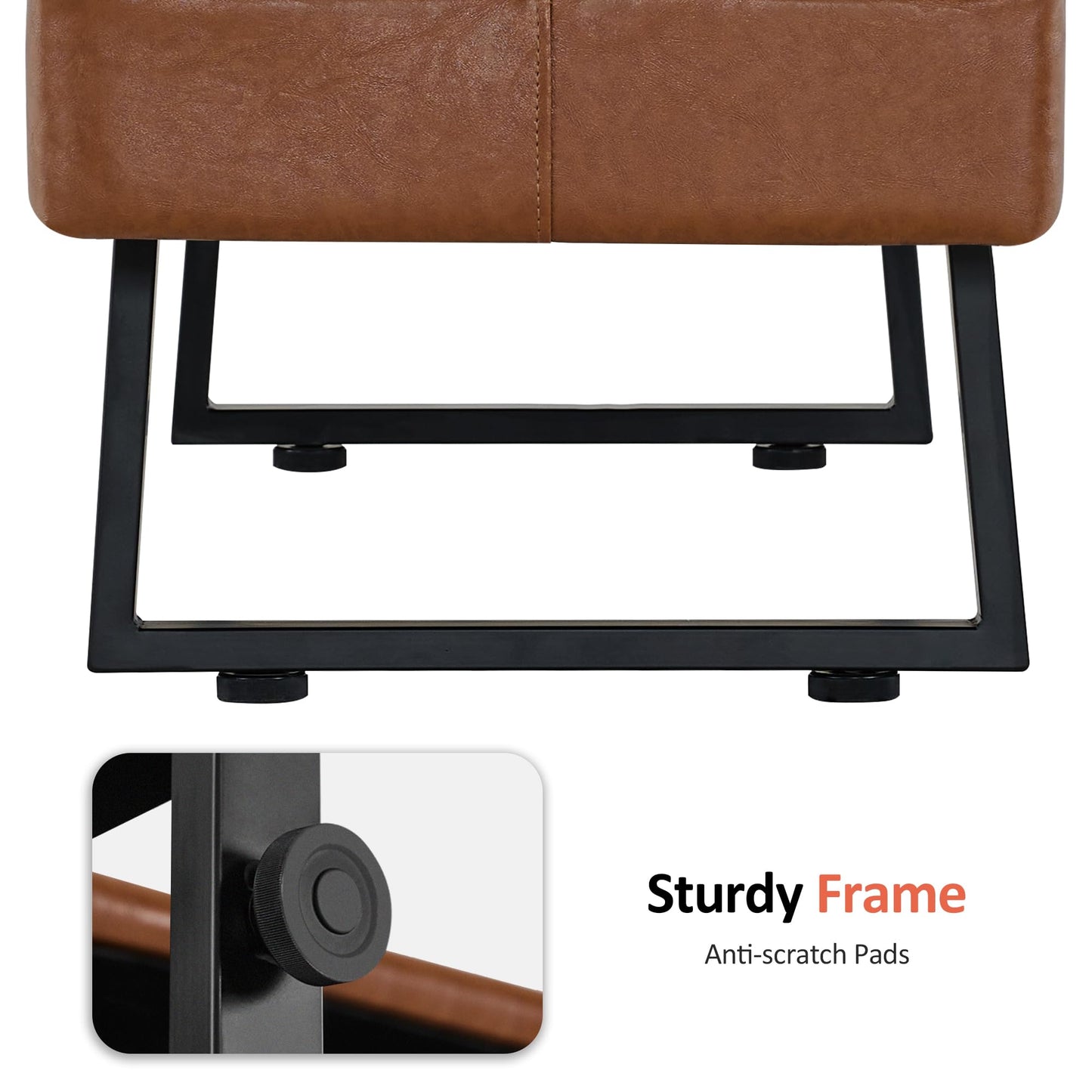 BarberPub Waiting Room Chairs, Heavy Duty Office Guest Reception Bench, Faux Leather Upholstered Lobby Chairs for Salon, Conference Room 7008 (Cognac)