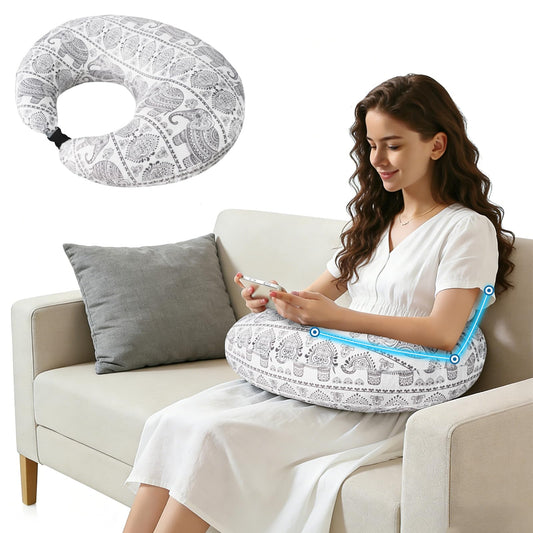 Crafting Pillow for Crocheting, Crochet Pillow for Lap Support, 12 Fun Print Styles, Ergonomic Arm Support, For Bed, Floor, Chair Comfort, Pain Relief and Fatigue for Gaming and Woking (elephant)