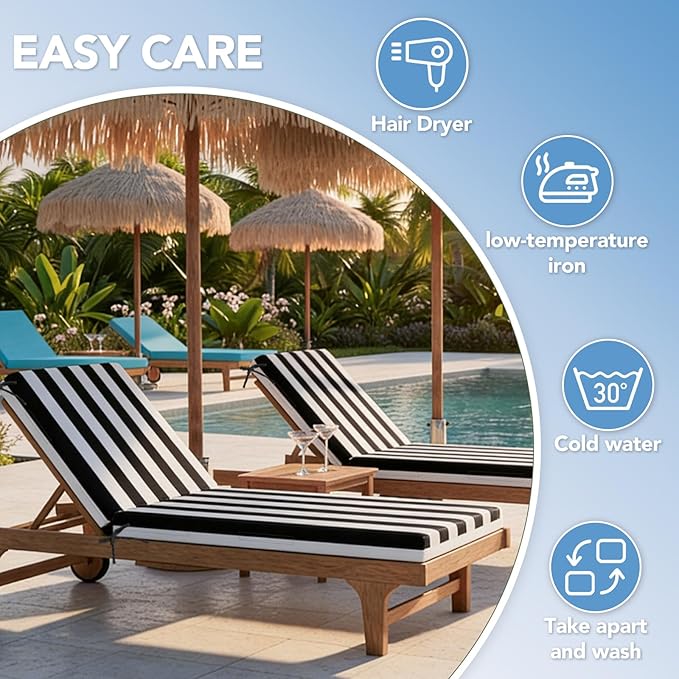 L'AGRATY Outdoor Lounge Chaise Cushion: 72x21x3 Inch Waterproof Lounge Chair