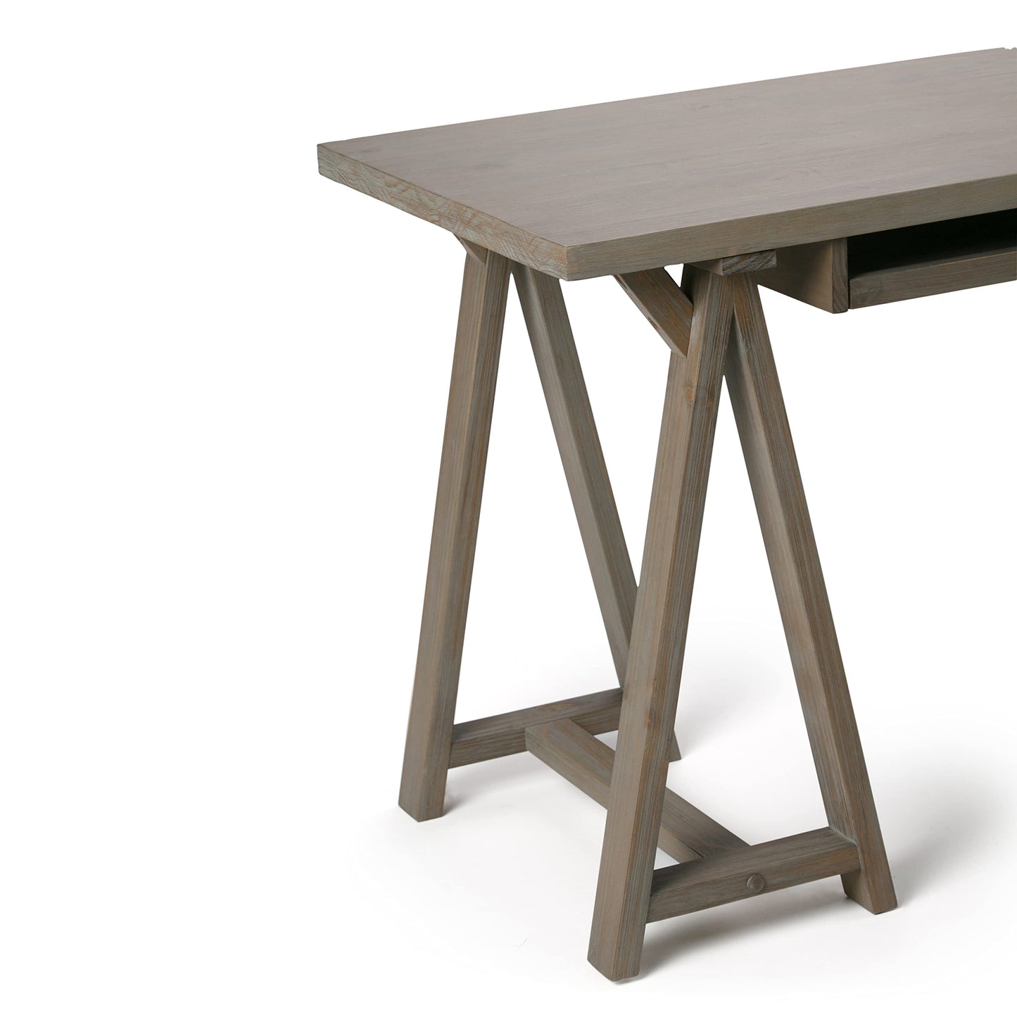 SIMPLIHOME Sawhorse SOLID WOOD Modern Industrial 60 inch Wide Home Office Desk, Writing Table, Workstation, Study Table Furniture in Distressed Grey