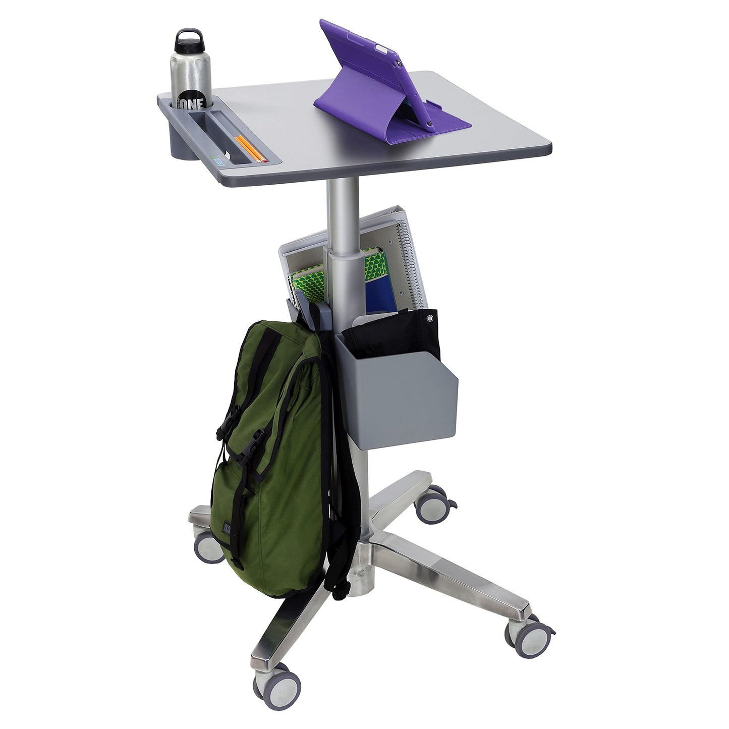Ergotron – LearnFit Mobile Standing Desk, Adjustable Height Small Rolling Laptop Computer Sit Stand Desk with Wheels for Classroom, Office, Medical or Home Use – Adjusts from 33 to 49 Inches – Grey