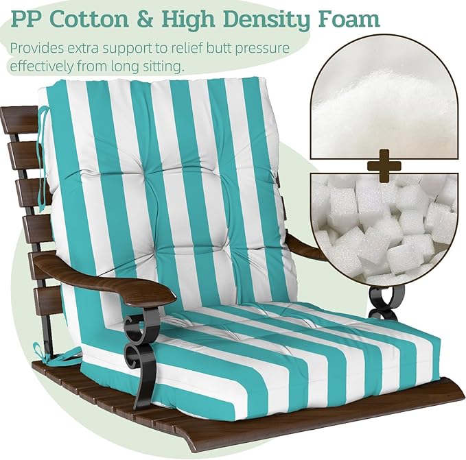 Outdoor Chair Cushions Set of 2, High Back Soft Seat Pad