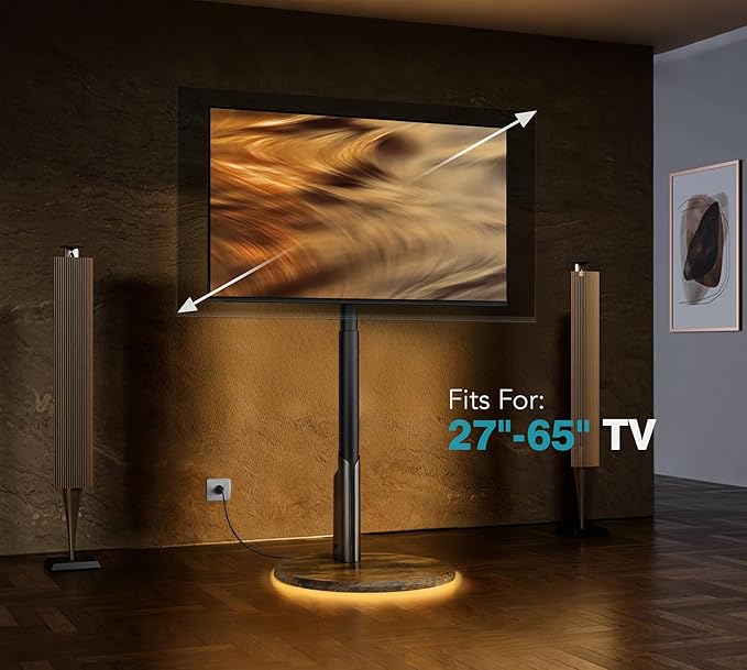 Mobile TV Stand with Power Outlet, Rolling TV Cart