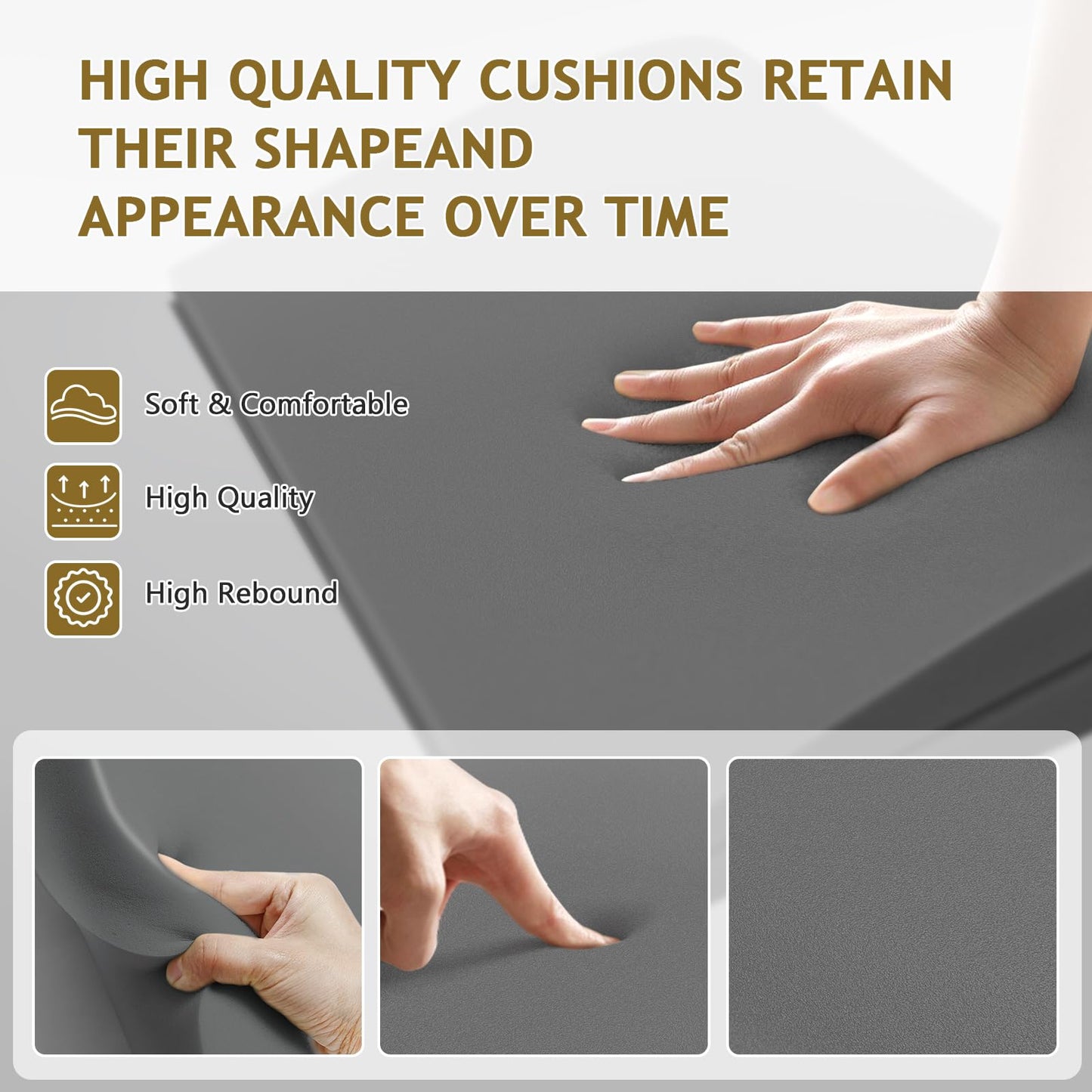 MYLIFESION Couch Cushion Support for Sagging Seat, 20x20x2 inches High-Density Foam Sofa Cushions Support, Under Cushion Sag Repair, Grey Set of 3