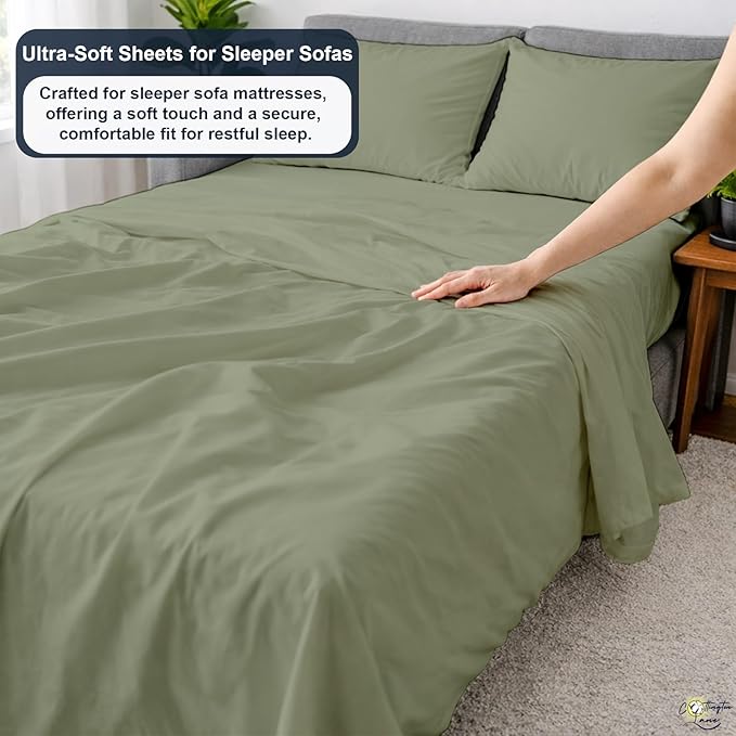 Cottington Lane Sleeper Sofa Sheets Queen Size, 4 Piece Premium Quality 100%